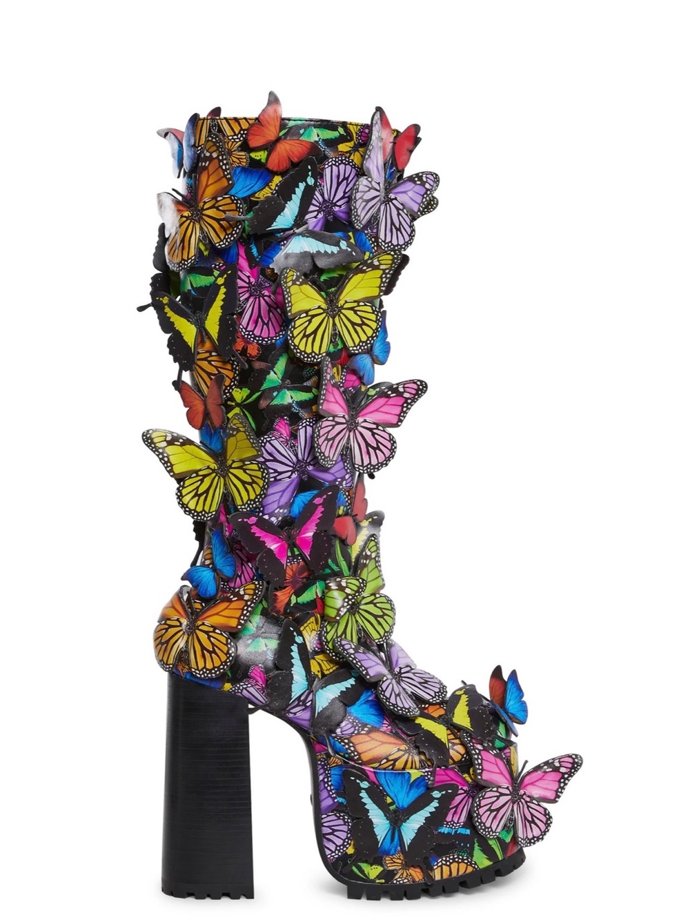 3D Butterfly Embellished Platform Knee-High Boots - Multicolor incl purse! - Picture 2 of 7